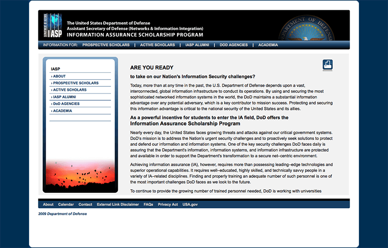Information Assurance Scholarship Program Website