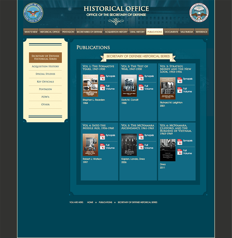 Historical Office of the Secretary of Defense Website