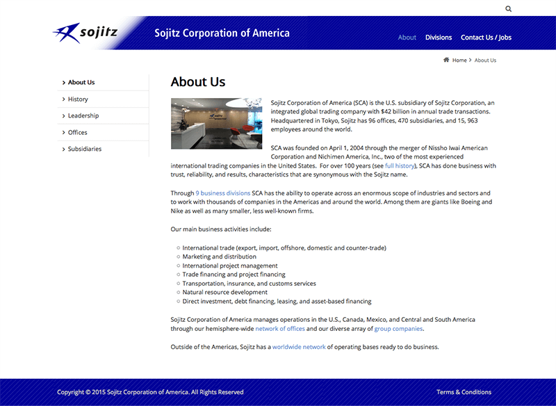 Sojitz Americas Website